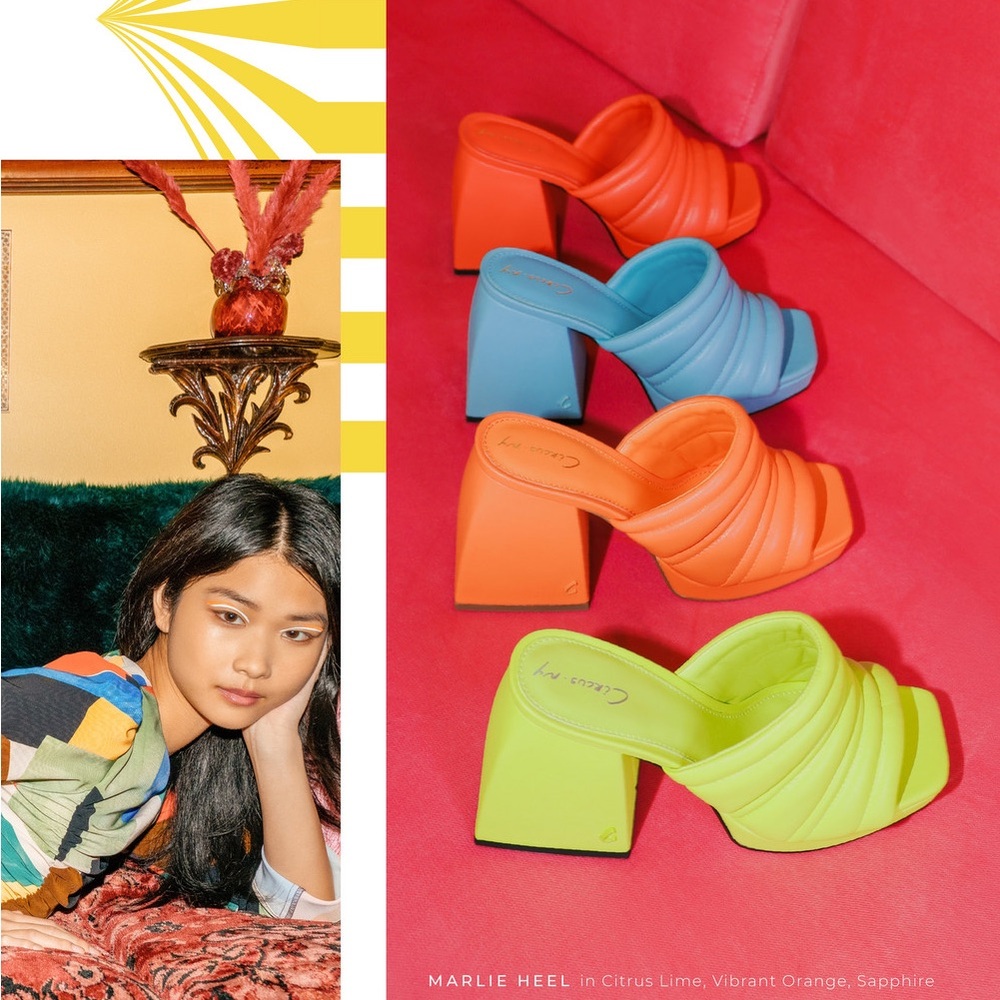 8.5 Circus by Sam Edelman Marlie mule in Citrus Lime Green Block Heel Sandals - Picture 2 of 10
